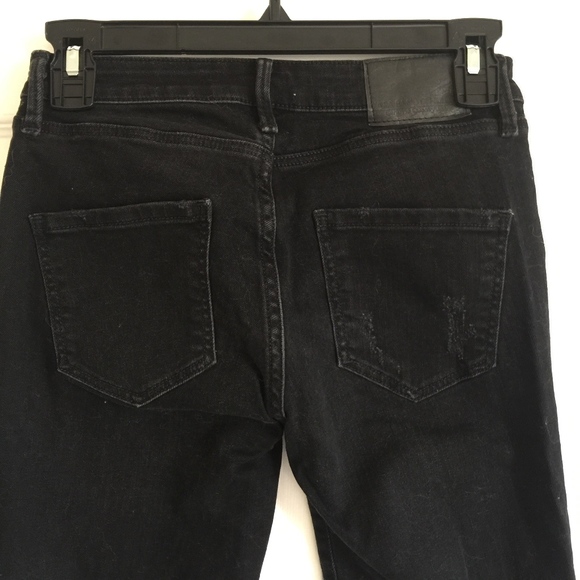 ZARA Raw Hem Black Distressed Jeans - Picture 5 of 7